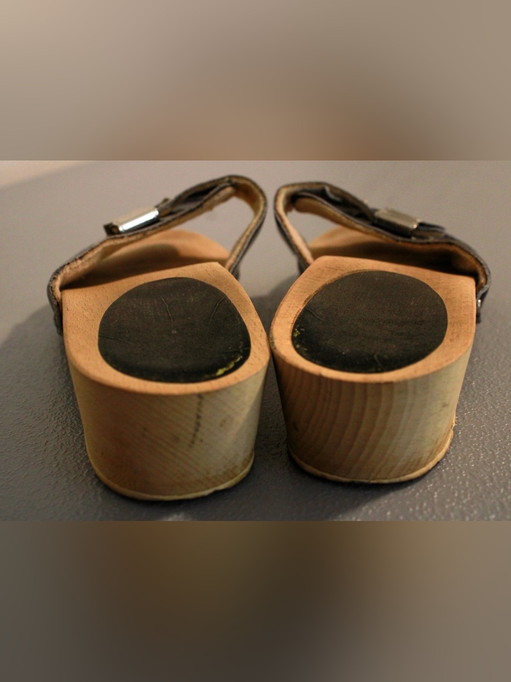VTG Dr. Scholl's Style Navy Silver Buckle Slide Sandals Size EU 35 US 4.5 - Picture 6 of 10